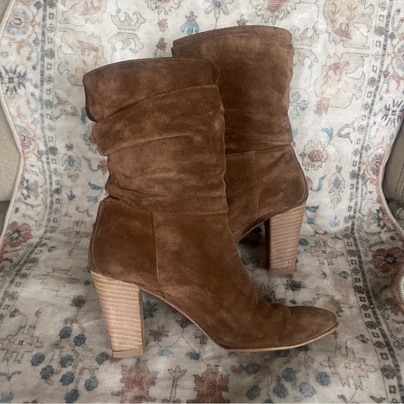 Manolo Blahnik Brown Suede Heeled Boots - Picture 2 of 12
